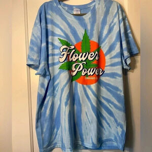 NEW Flower Power Cannabis Co. T-Shirt Blue Tie Dye
